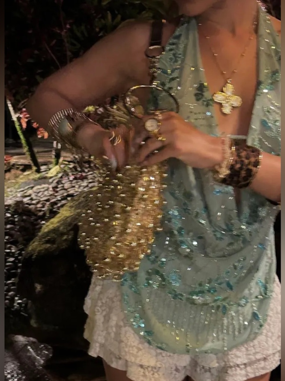 Viral Summer Beaded Turquoise Embellished Spring Summer Evening Top